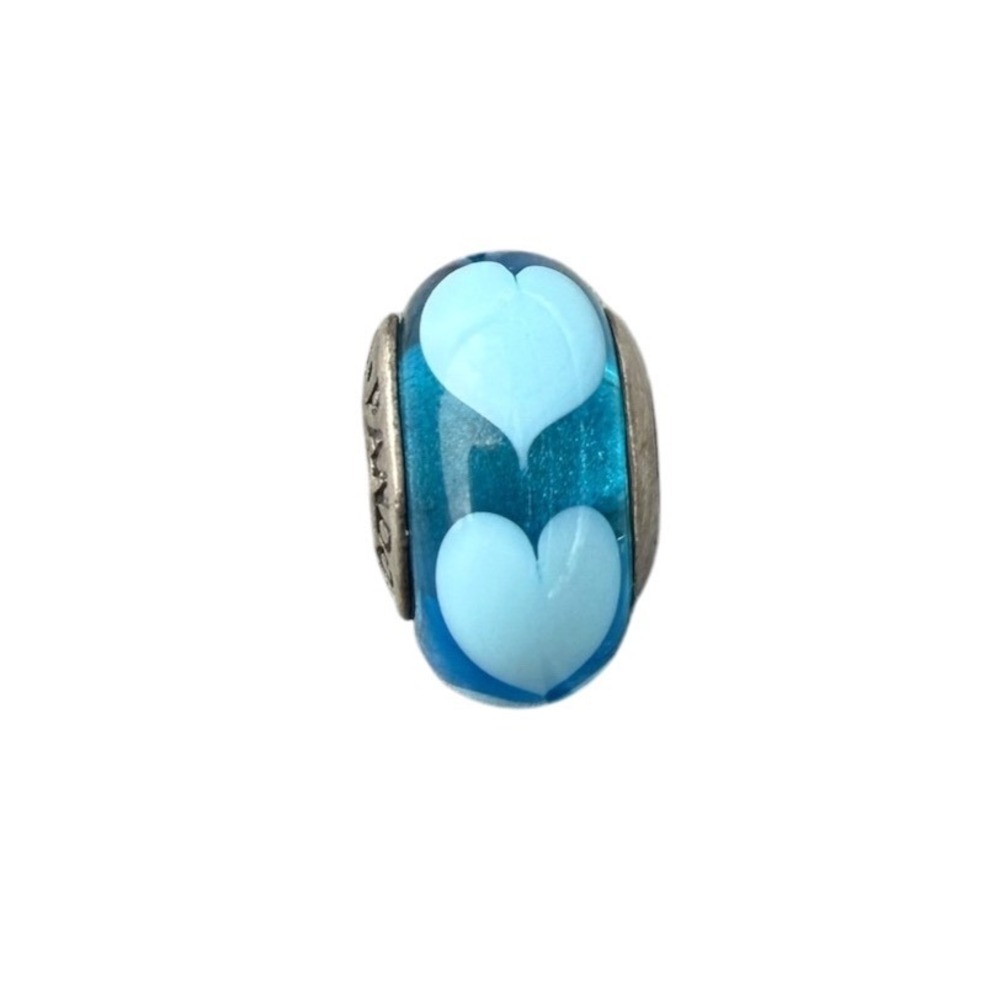 Pandora Charm Women OS Blue Murano Glass Heart 925 ALE Sterling Silver Bead
